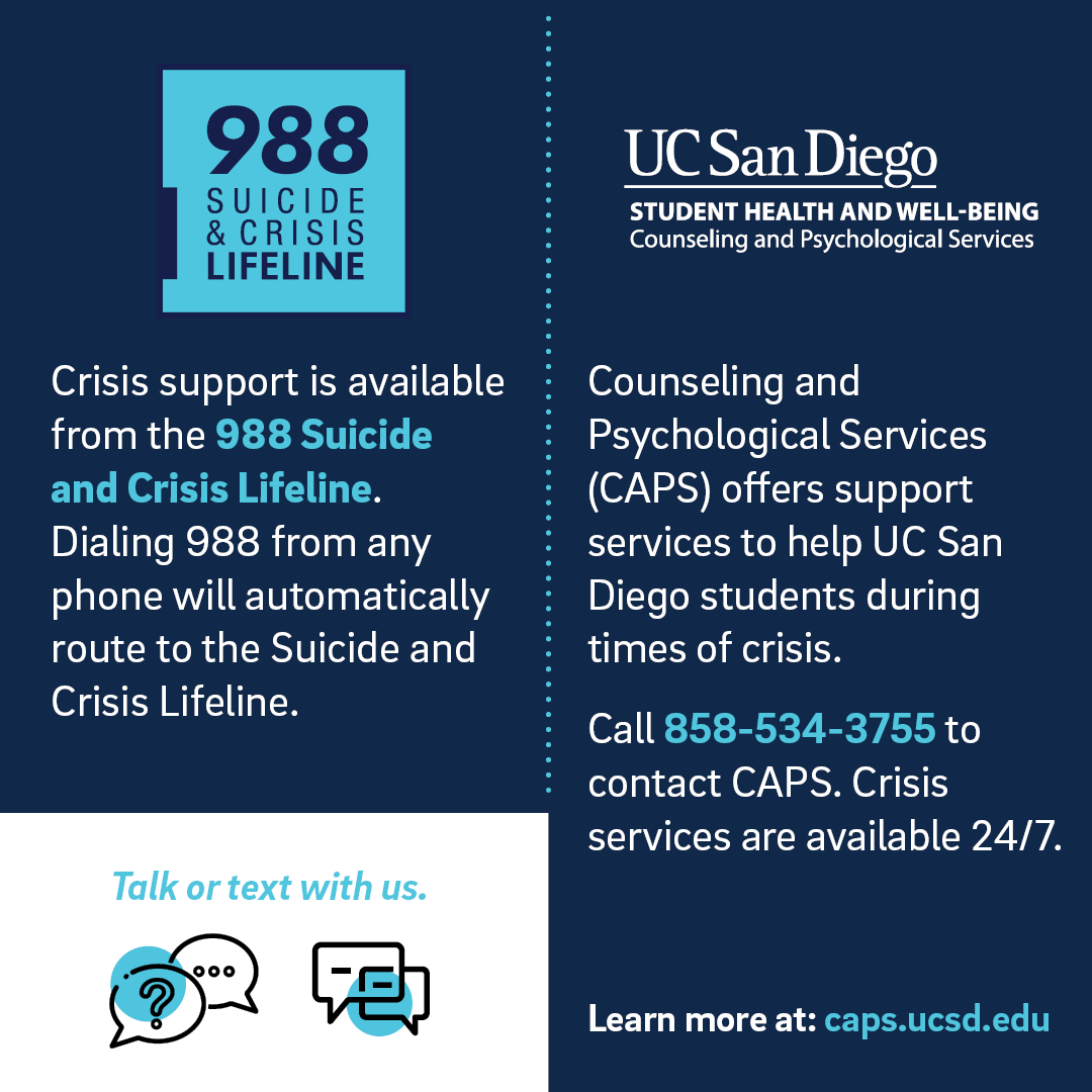 CAPS and 988 crisis line graphic